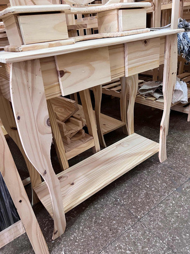 Mesa Recibidor  De Arrime Pino 80cm Pino Con Cajones 0