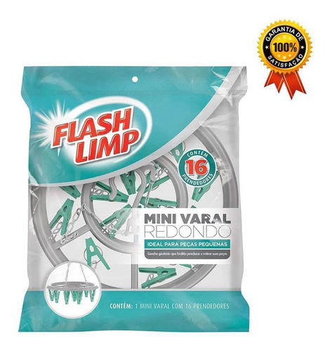 Mini Varal Redondo Com 16 Prendedores Lav6810 Flash Limp 0