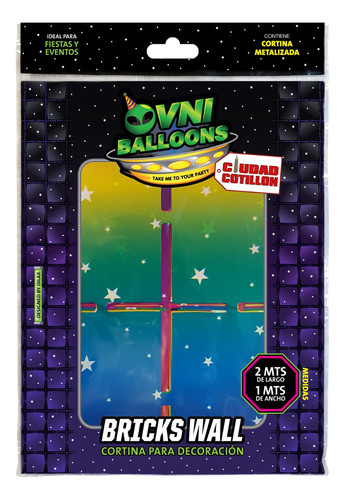 Cortina Cuadrada Multicolor Estrellas 2mts- Ciudad Cotillón 0