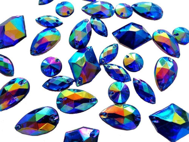 Gemas Strass Acrilico Facetado Cosibles 300u Surtido Azul Ab 0