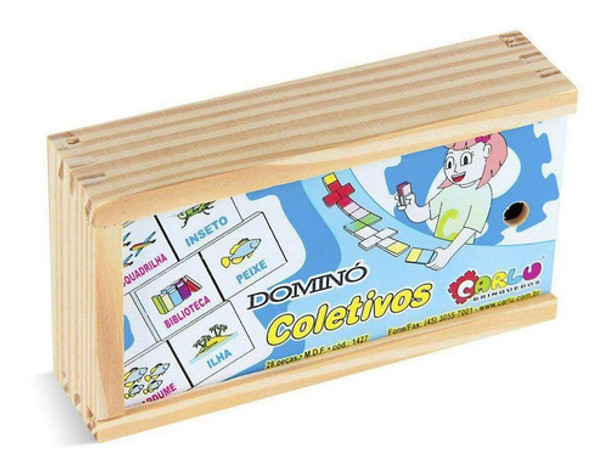 Dominó Coletivos 28 Peças Madeira 1427 Carlu 0
