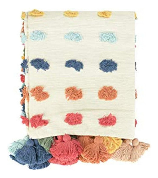 Creative Co-op 60  L X 50  W Manta Tejida De Algodón Con Pun 0