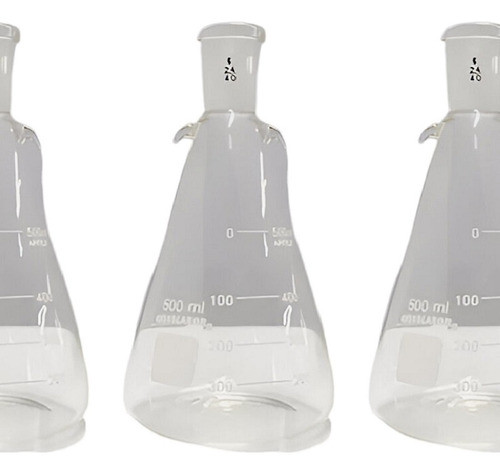 1 Frasco Erlenmeyer De Vidro Graduado Com Junta 24/40 500ml 0