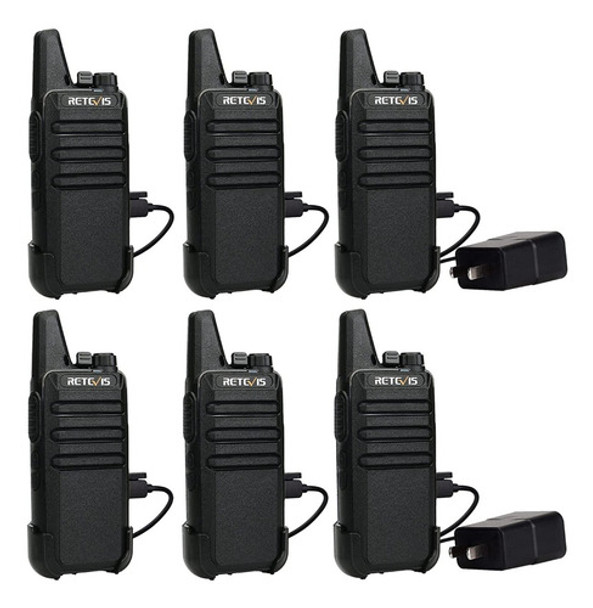 Mini Walkie Talkie,de Comunicacion Largo Alcance Retevis 6pz Bandas De Frecuencia Uhf Color Negro 0