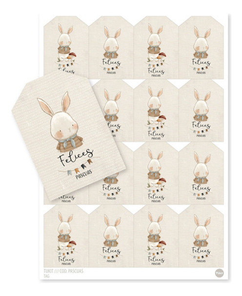 Tarjetas Tag Imprimible Conejo Felices Pascuas Tukit 0