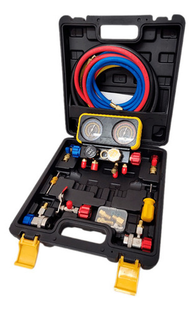 Manifold 4 Vias R134a R22 R32 R410a Com Mangueira e maleta 0