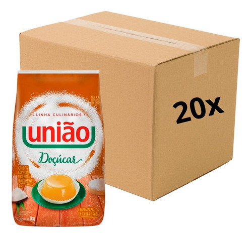 Kit 20 Un Açúcar Granulado Doçúcar União 1kg 0