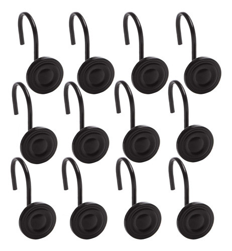 Juego De 12 Ganchos Para Cortina De Ducha Bino, Color Negro 0