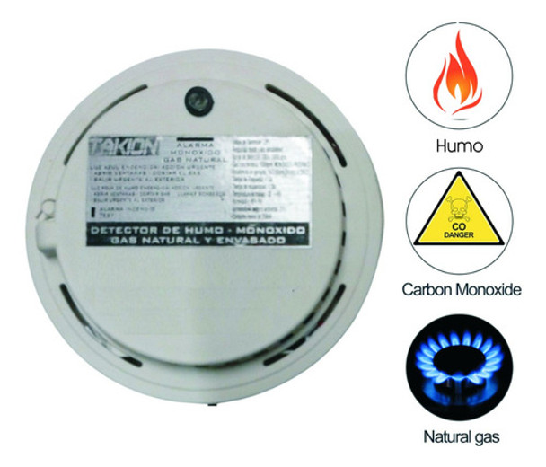 Detector De Gas Natural + Monoxido + Humo 220v Alarma Sonora 0