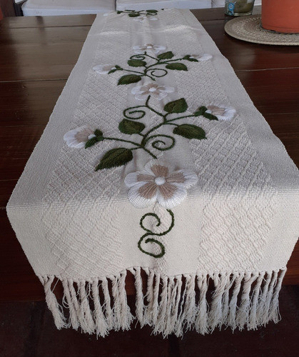 Camino De Mesa Bordado A Mano 180x35 Cm 0