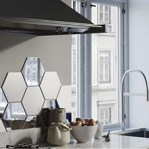 Revestimiento Placa Acero Inoxidable Hexagonal Cocina Baño 0