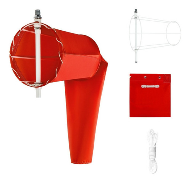 Biruta Indicador De Vento Completo Vermelho 40cm Aeroind 0