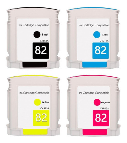 4 Cartucho Compativel 82 Ch565a C4911a C4912a C4913a 510 0
