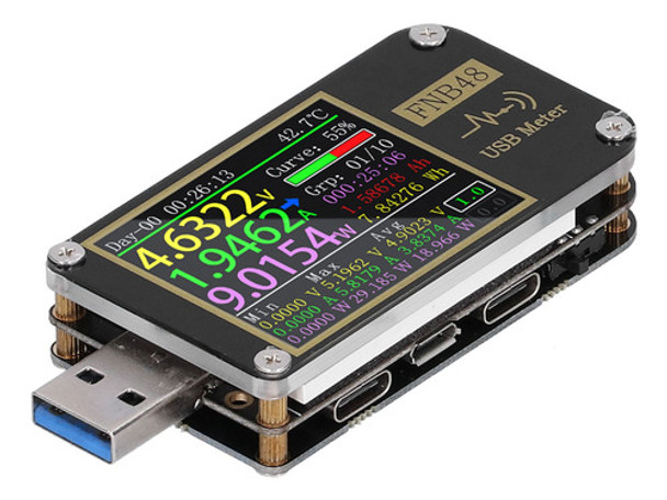 Usb Tester Voltímetro Amperímetro Tela Colorida Digital Pd T 0