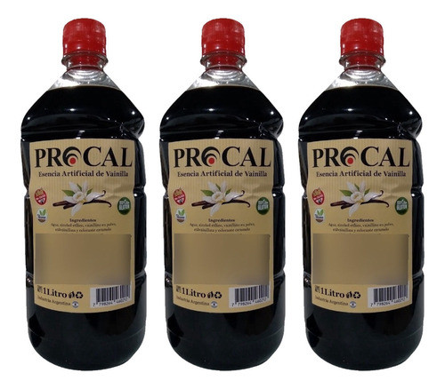 Esencia De Vainilla Procal Apto Vegano Sin Tacc 1l Pack X3 0