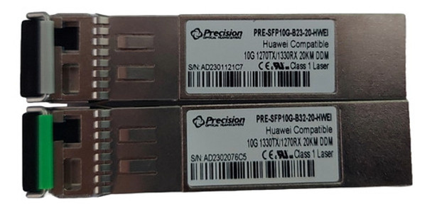 Kit Par Tranceivers Sfp+ Gbic Wdm Bidi Precision 1270/1330nm 0