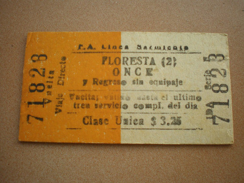 Boleto Usado De Ferrocarril Sarmiento Año 1975 0