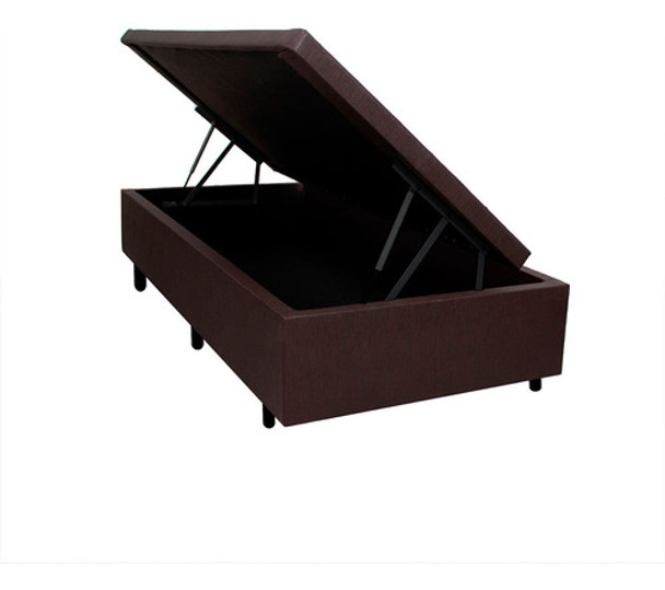 Base Box Baú Solteirinho 78x188x42cm Corino Linho Marrom 0