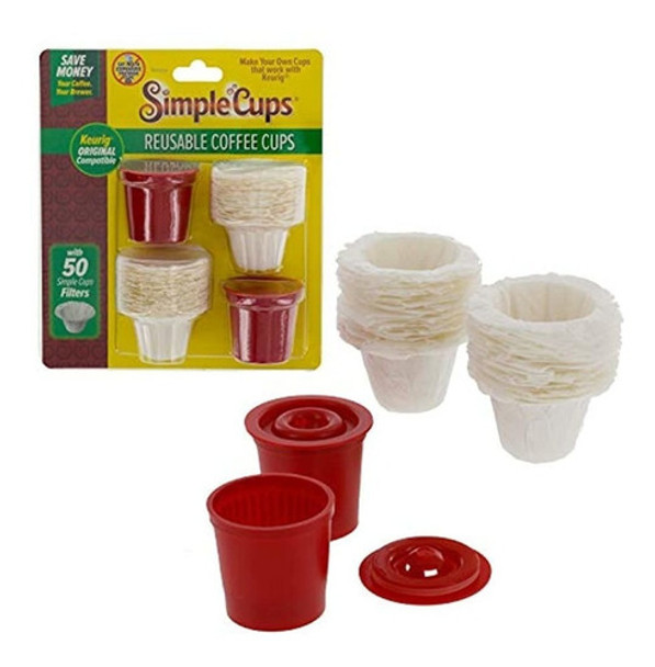 Tazas De Kcup De Cafe Reutilizables Juego De 2 Con 50 Filtr 0