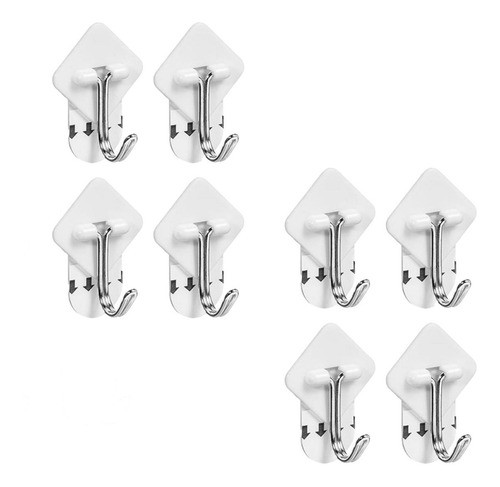Percha Gancho Multiuso Metal Adhesiva Removible X8 Unidades 0