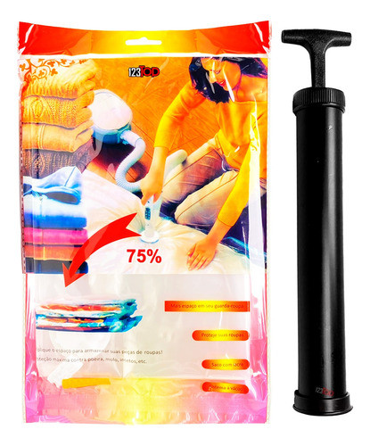 Kit 1x Saco A Vácuo 68x98cm Edredom Cobertor Guardar + Bomba 0