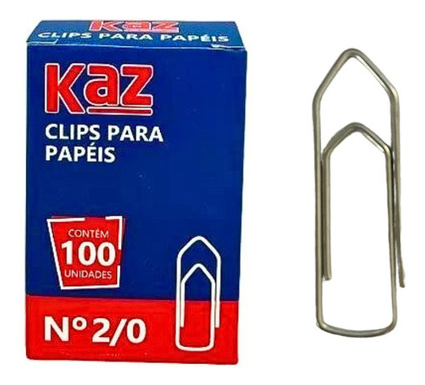Clips Galvanizados Para Papéis N° 2/0 Com 100 Unidades - Kaz 0