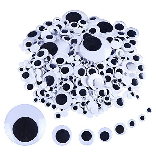 Gafas Ccinee Wiggle Eyes, 600 Unidades, Varios Tamaños, Negr 0