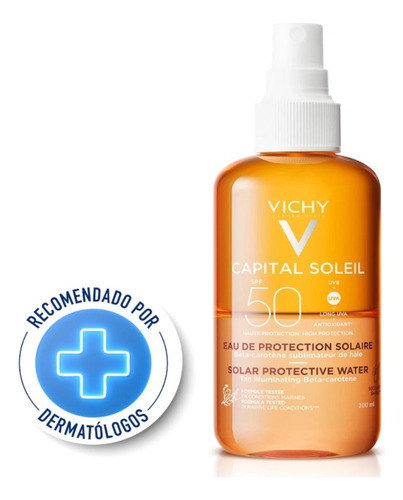 Protector Solar Vichy Cap. Soleil Eau Broncead. Spf50. 200ml 0