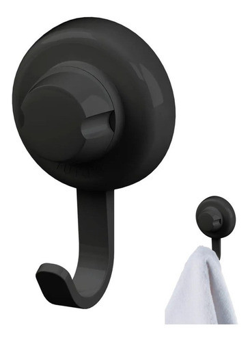 Gancho De Parede Cabide Ventosa Porta Toalha Objeto Preto 0