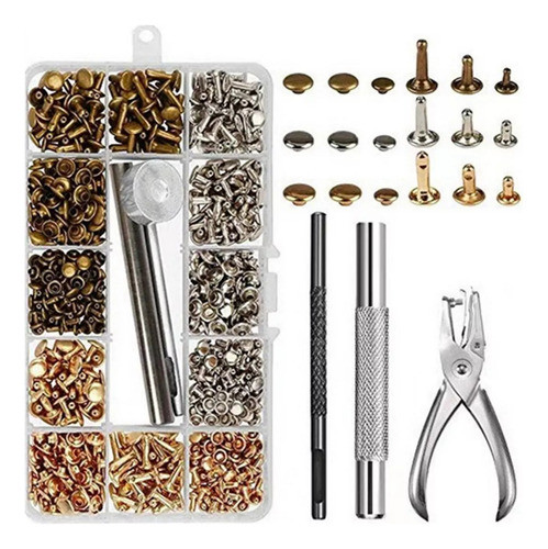 300 Conjuntos De Rebites De Couro Com Tampa Dupla 0