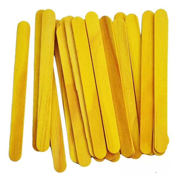 Palito Para Sorvete E Picolé Amarelo Ponta Redonda C/100unid 0
