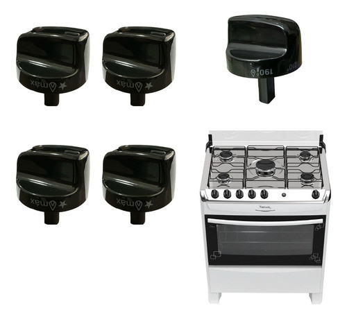 Kit 5 Botões Manipulos Fogão Atlas Fastcook 100% Original 0