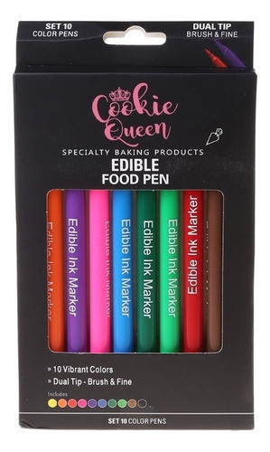 Marcadores De Tinta Comestível De 10 Cores Com Ponta Fina Re 0