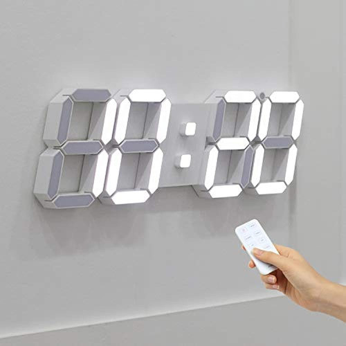 Mooas 3d Led Wall Clock Big Plus White, Reloj De Pared, Relo 0