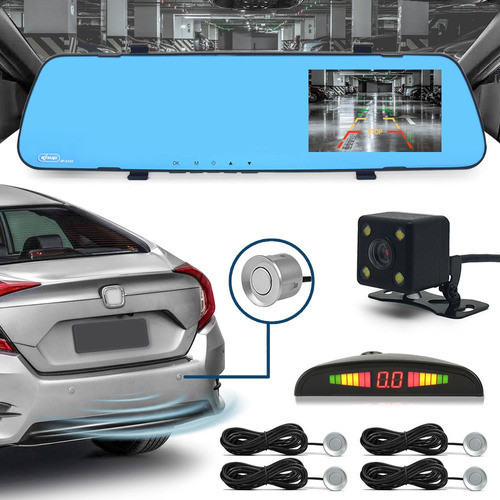 Kit Espelho Com Tela + Câmera + Sensor Ré Prata Polo 2014 0