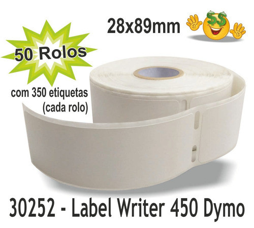 50rls Etiqueta Compatível  30252 Impressora Dymo Labelwriter 0