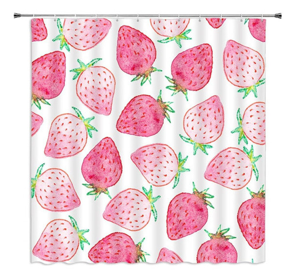 Bylllfir Cortina De Ducha De Fresa Rosa Fruta Linda Sabrosa 0