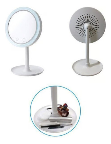 Espelho Com Aumento 5x Led E Ventilador Para Maquiagem 0