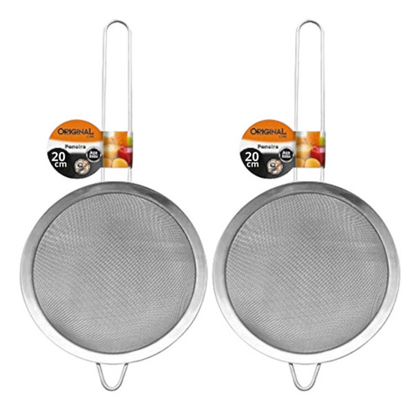2 Peneiras Em Metal Inox De 20x38 Cm Para Cozinha Multiuso 0