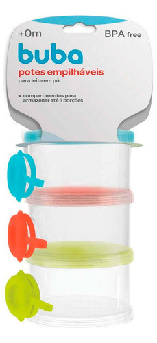 Pote Dosador - Empilhável - 3 Potes - Colorido - Buba 0