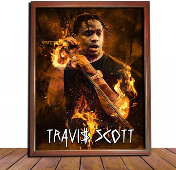 Travis Scott Poster Enmarcado Vidriado En Cuadro Para Colgar 0