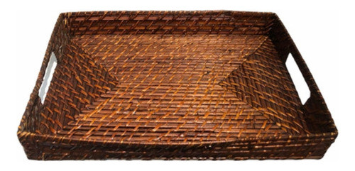 Bandeja Rattan Grande Reforzada 41x28x6 Con 2 Asas 0
