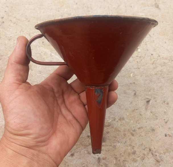 Antiguo Embudo Enlozado Marron De 14,8cm Diam X 17,5cm Alto 0