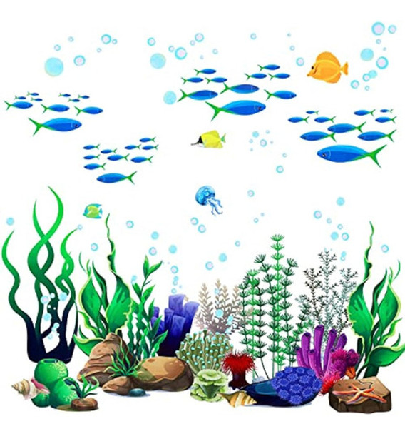 Calcomanías De Pared Bajo El Mar Arrecife De Coral Y Algas M 0