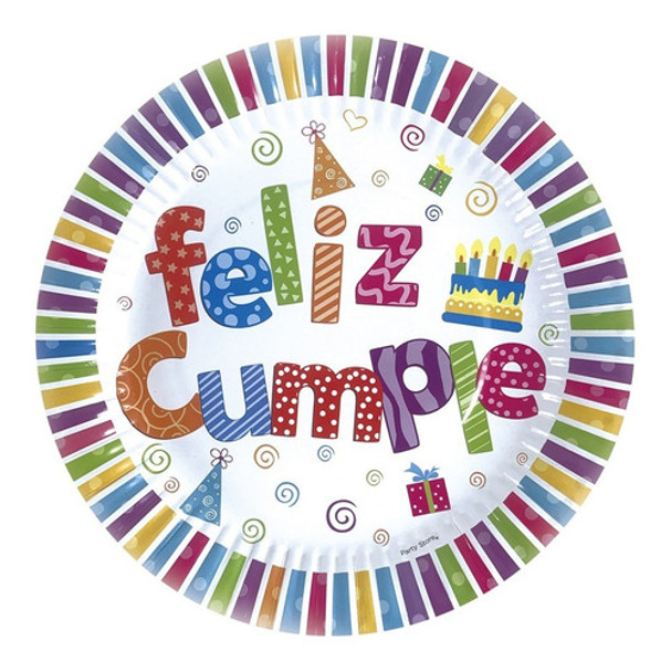 Plato De Polipapel 17cm Feliz Cumple  X 6 Unidades 0