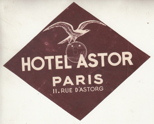 Antiguo Luggage Hotel Astor Rue Astorg Paris Francia Vintage 0