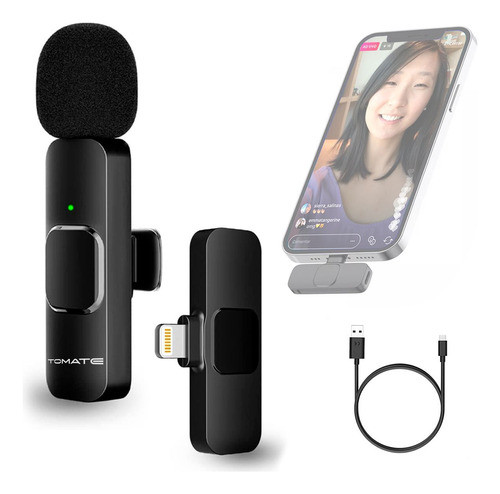 Microfone Lapela Sem Fio Para iPhone Lightning Tomate 0