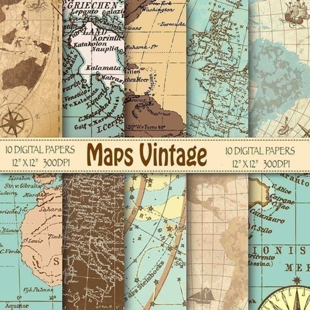 Kit Imprimible  Fondos De Mapas Vintage   10 Fondo 0
