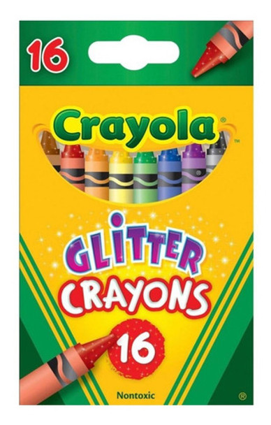 Caja Crayones Crayolas 16 Colores Surtidos Con Glitter Febo 0