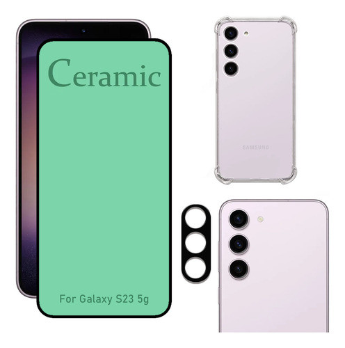 Kit Para Galaxy S23 5g - Película Cerâmica + Capa + Câmera 0